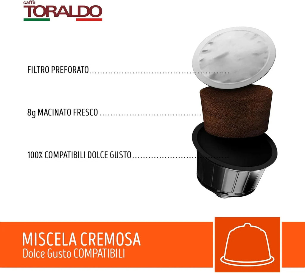 100 Capsule Caffè Toraldo Compatibili Nescafè®* Dolce Gusto® Miscela Cremosa